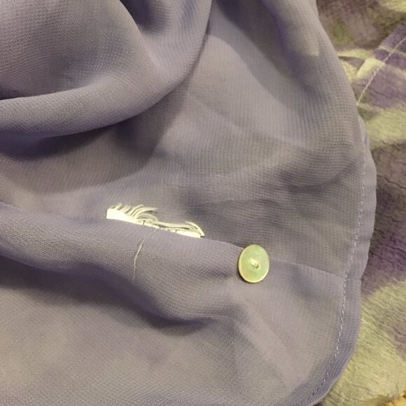 Chiffon Floral Watercolour Short Sleeve Button Up Pintuck Shirt - Picture 10 of 16